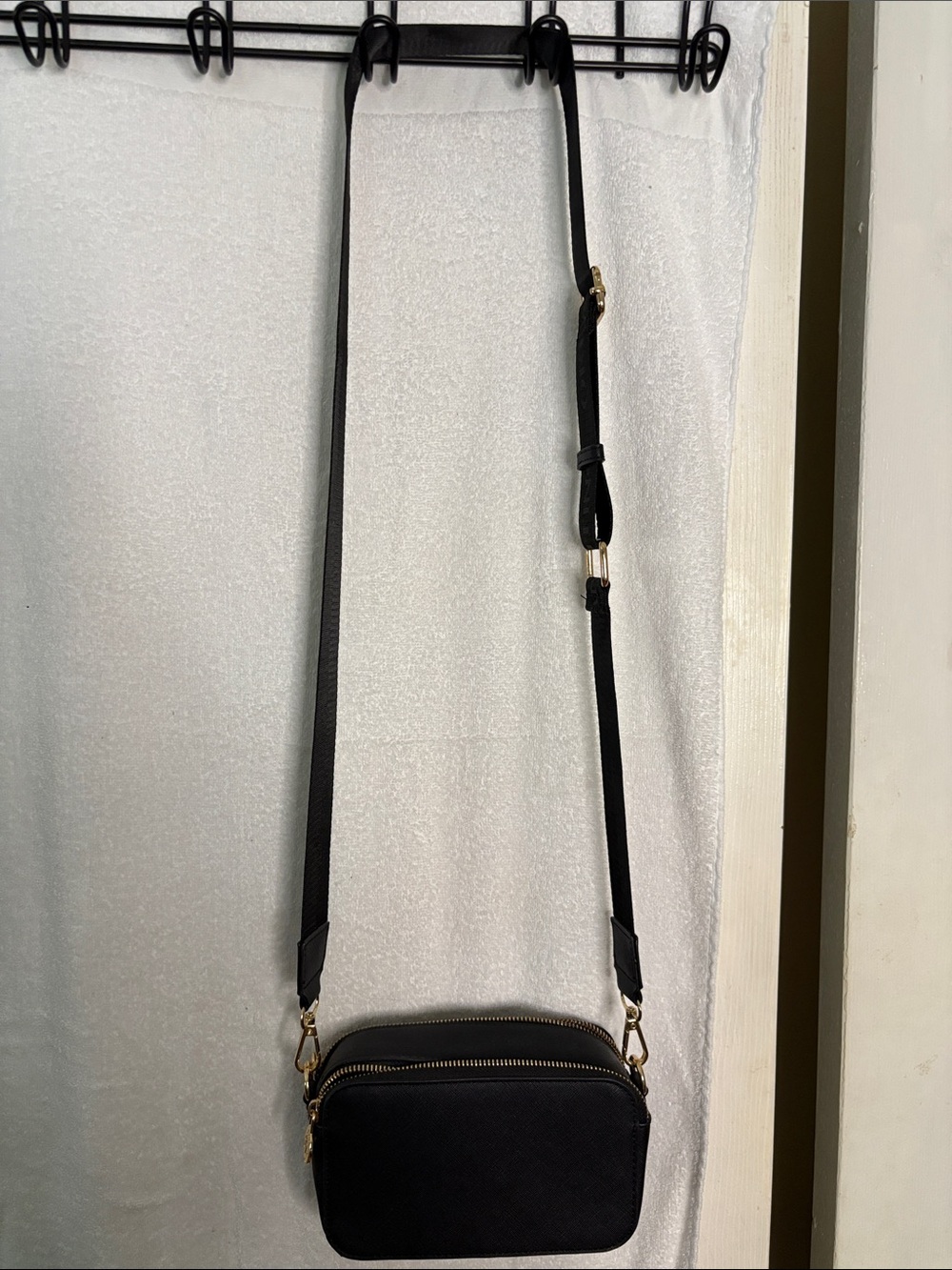 Valentino Orlandi Black Studded Crossbody with Gold V Emblem - Picture 2 of 5